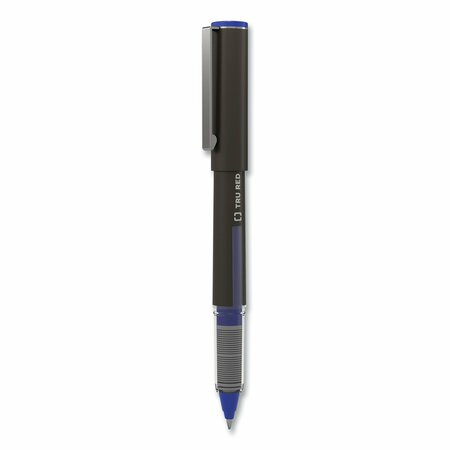 TRU RED Roller Ball Pen, Stick, Fine 0.5 mm, Blue Ink, Black Barrel, 3PK TR57320